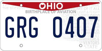 OH license plate GRG0407