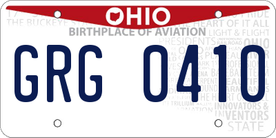 OH license plate GRG0410