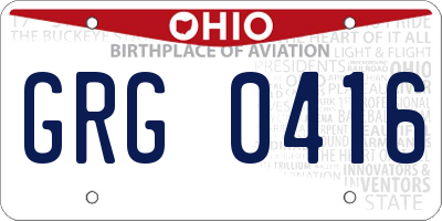 OH license plate GRG0416