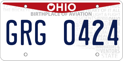 OH license plate GRG0424