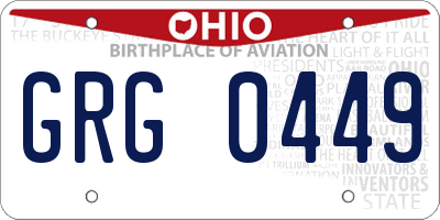 OH license plate GRG0449