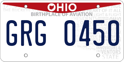 OH license plate GRG0450