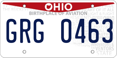 OH license plate GRG0463