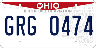 OH license plate GRG0474