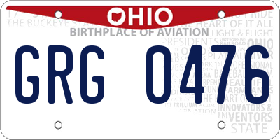 OH license plate GRG0476