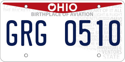 OH license plate GRG0510