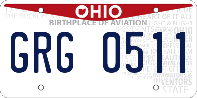 OH license plate GRG0511