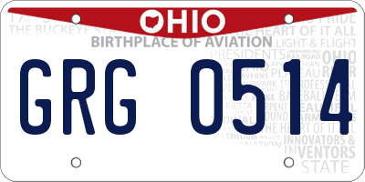 OH license plate GRG0514