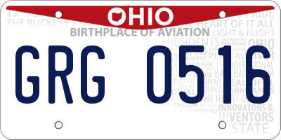 OH license plate GRG0516