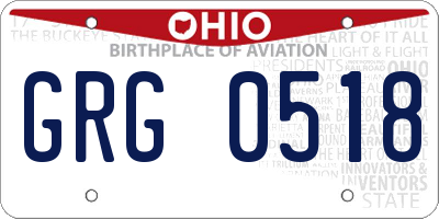OH license plate GRG0518