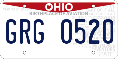 OH license plate GRG0520
