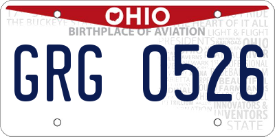 OH license plate GRG0526