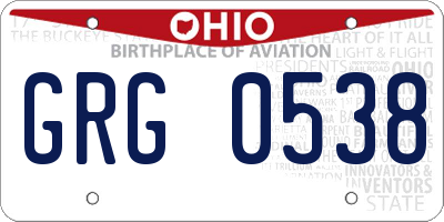 OH license plate GRG0538