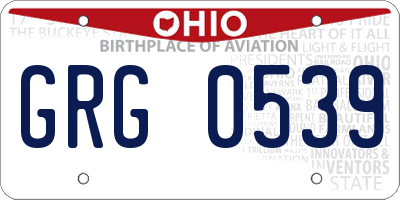 OH license plate GRG0539
