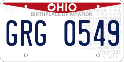 OH license plate GRG0549
