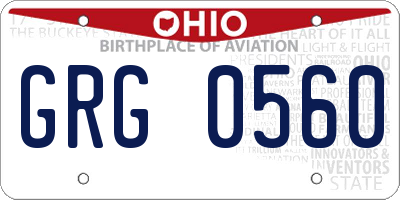 OH license plate GRG0560