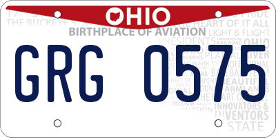 OH license plate GRG0575