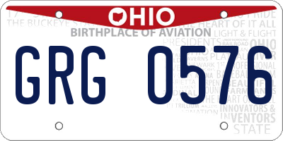 OH license plate GRG0576