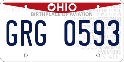 OH license plate GRG0593