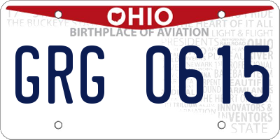 OH license plate GRG0615