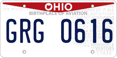 OH license plate GRG0616