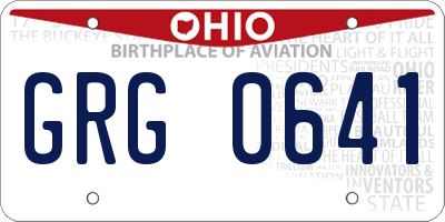 OH license plate GRG0641
