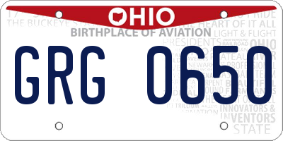 OH license plate GRG0650