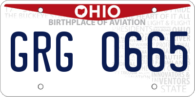 OH license plate GRG0665