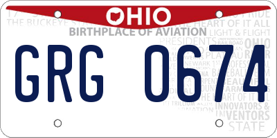 OH license plate GRG0674