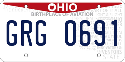 OH license plate GRG0691