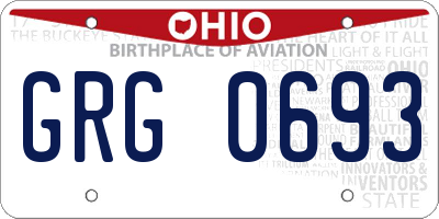 OH license plate GRG0693