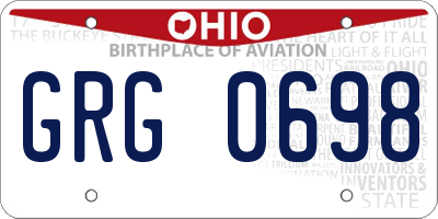 OH license plate GRG0698