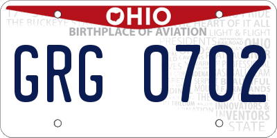 OH license plate GRG0702