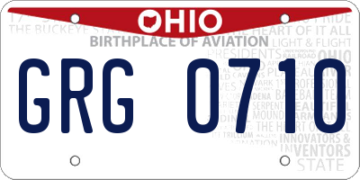 OH license plate GRG0710