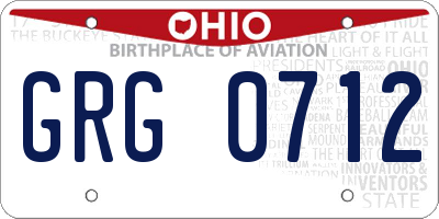 OH license plate GRG0712
