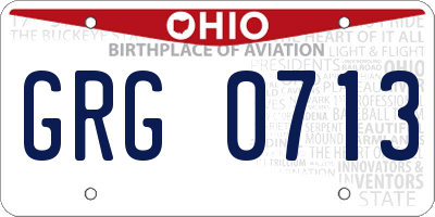 OH license plate GRG0713