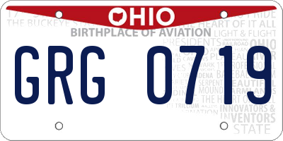 OH license plate GRG0719