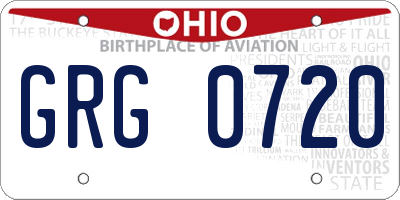 OH license plate GRG0720