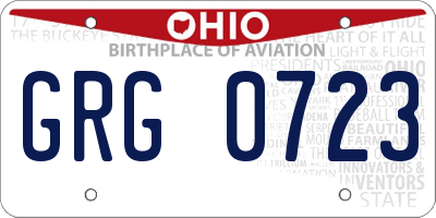 OH license plate GRG0723