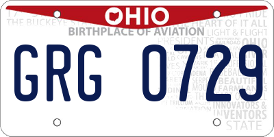 OH license plate GRG0729