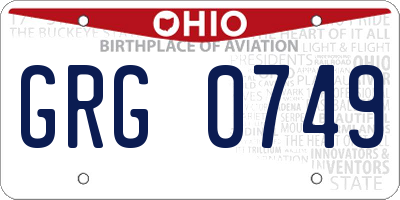 OH license plate GRG0749