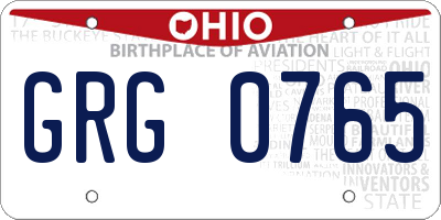 OH license plate GRG0765