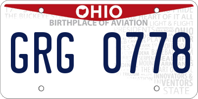 OH license plate GRG0778