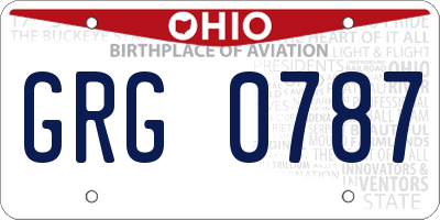 OH license plate GRG0787