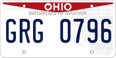 OH license plate GRG0796