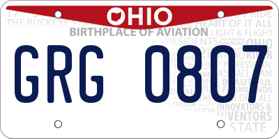 OH license plate GRG0807