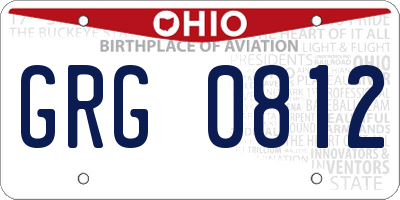 OH license plate GRG0812
