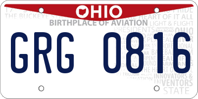 OH license plate GRG0816
