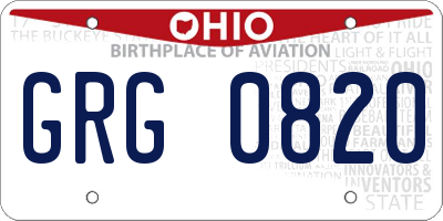 OH license plate GRG0820