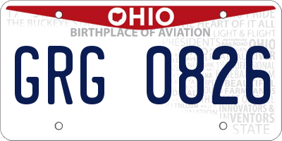 OH license plate GRG0826
